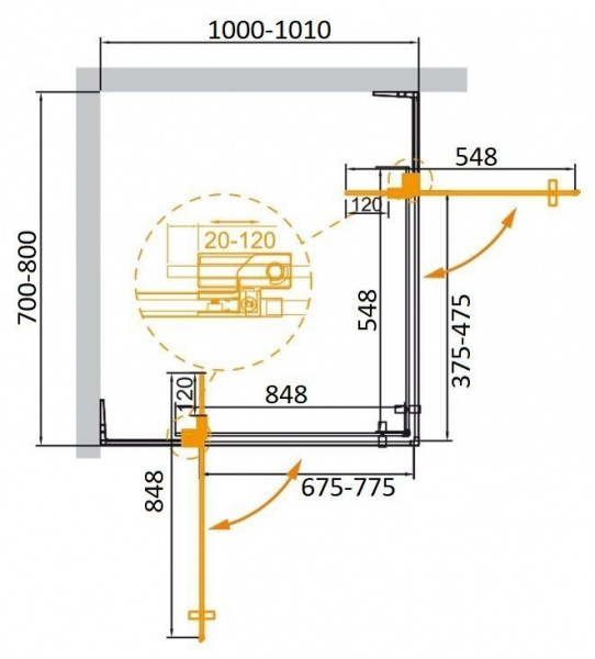 Душевая кабина Cezares SLIDER-AH-2-70/80-100/110-BR-NERO
