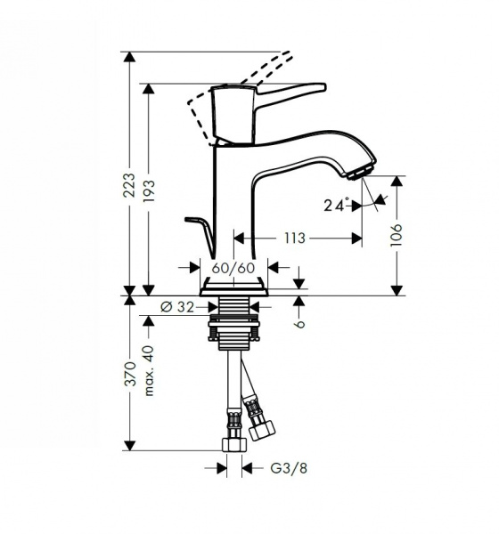 Смеситель для раковины Hansgrohe Metropol Classic 110, со сливным гарнитуром, хром, 31300000