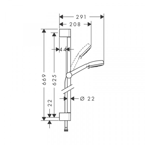 Душевой гарнитур Hansgrohe Crometta 100 Vario EcoSmart 65 см, хром, 26654400